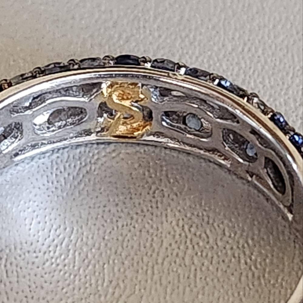 Suzy Levian Sterling Silver Sapphire & Diamond Accent Pave Band Ring - Picture 15 of 16